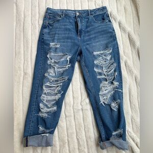 Distressed Blue Jeans